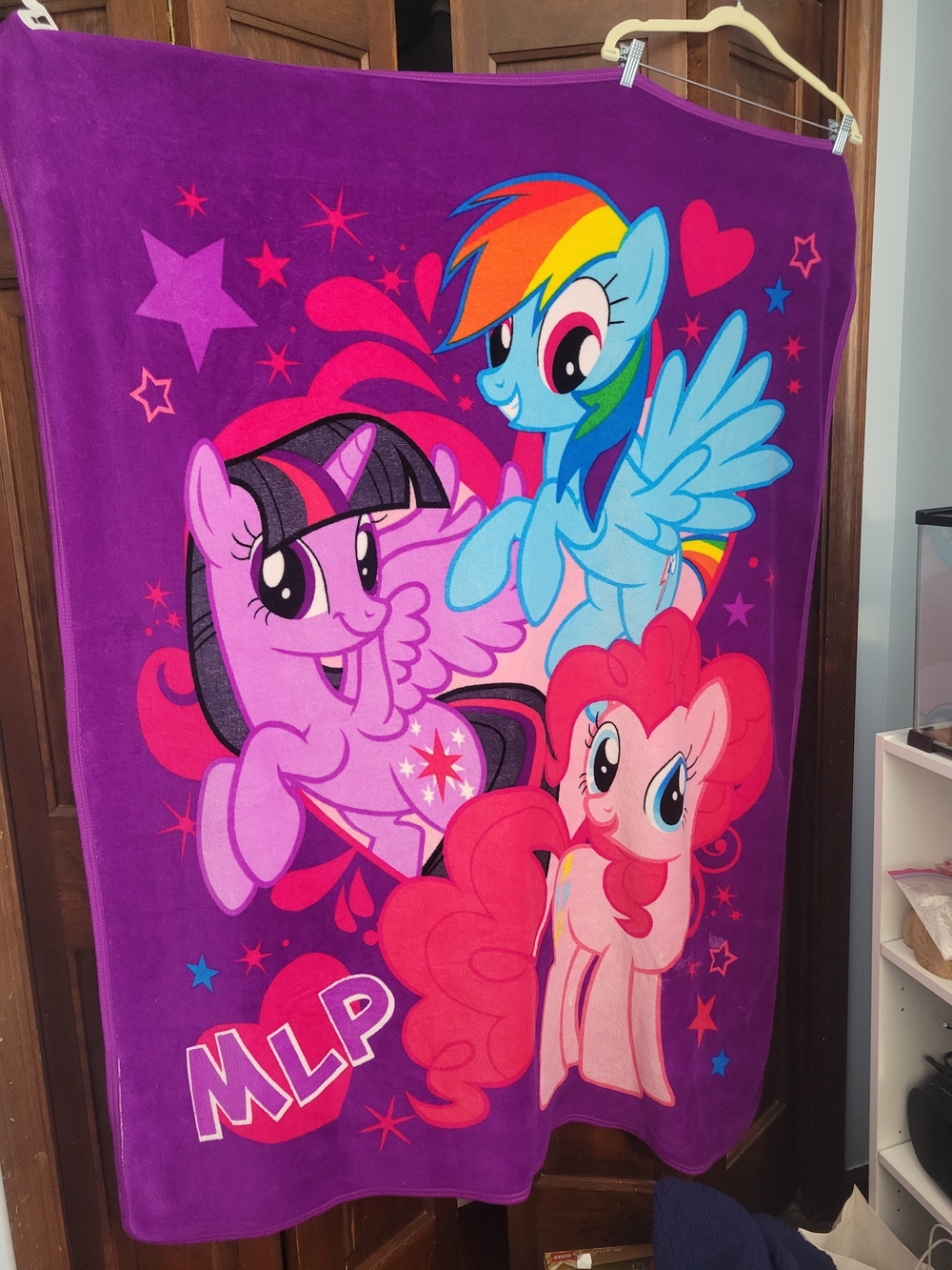 My Little Pony Purple Plush Throw with Rainbow, Pink and Blue Ponies